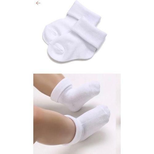 Plain White Cotton Unisex Baby Socks (0 - 12 Months)