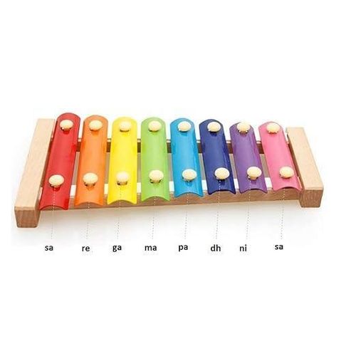 Wooden Xylophone Musical Toy for 3 years + Kids, 8 Rainbow Coloured Keys, Educational Musical Instrument with 2 Mallets