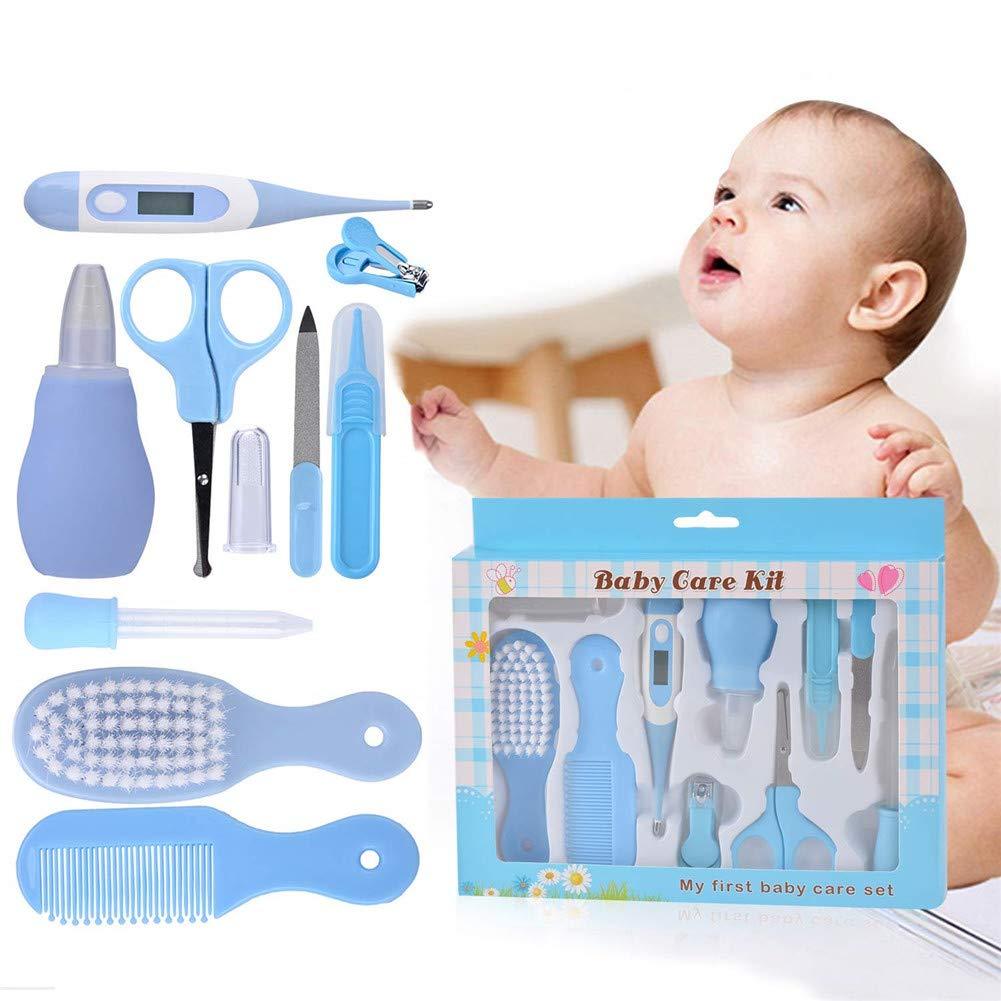 10 In 1 Portable Grooming Kit for New Born Baby - Baby toothbrush, Comb, Thermometer, Nail Clipper, Nasal Aspirator, Nail scissors, Tweezer, Nail File And Medicine dropper For Newborn,Infants,Toddlers