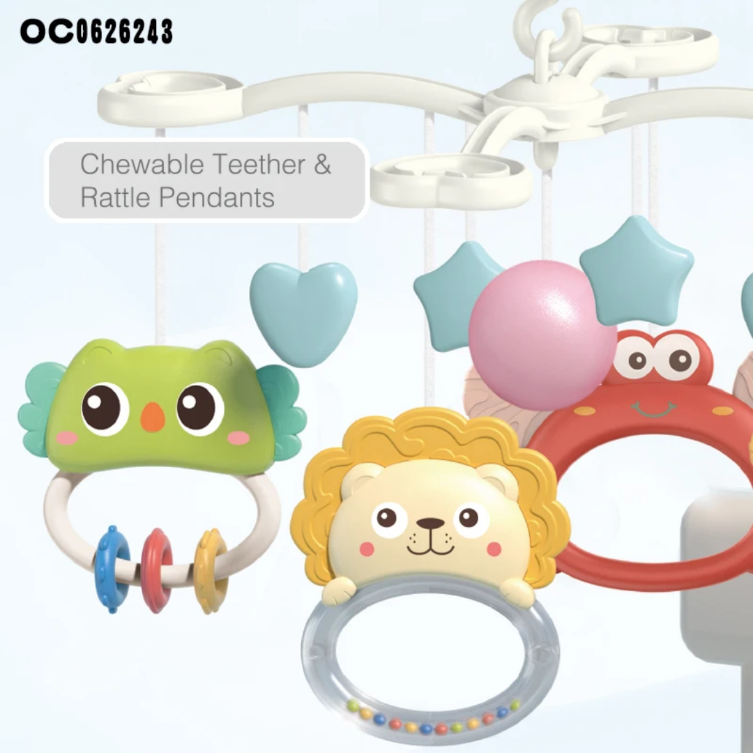 Cute Baby Crib Mobile with Music Star Projection Hanging Rotating Toys Baby Crib Toys 20 Lullabies Infant Bed Decoration for Baby Boys Girls