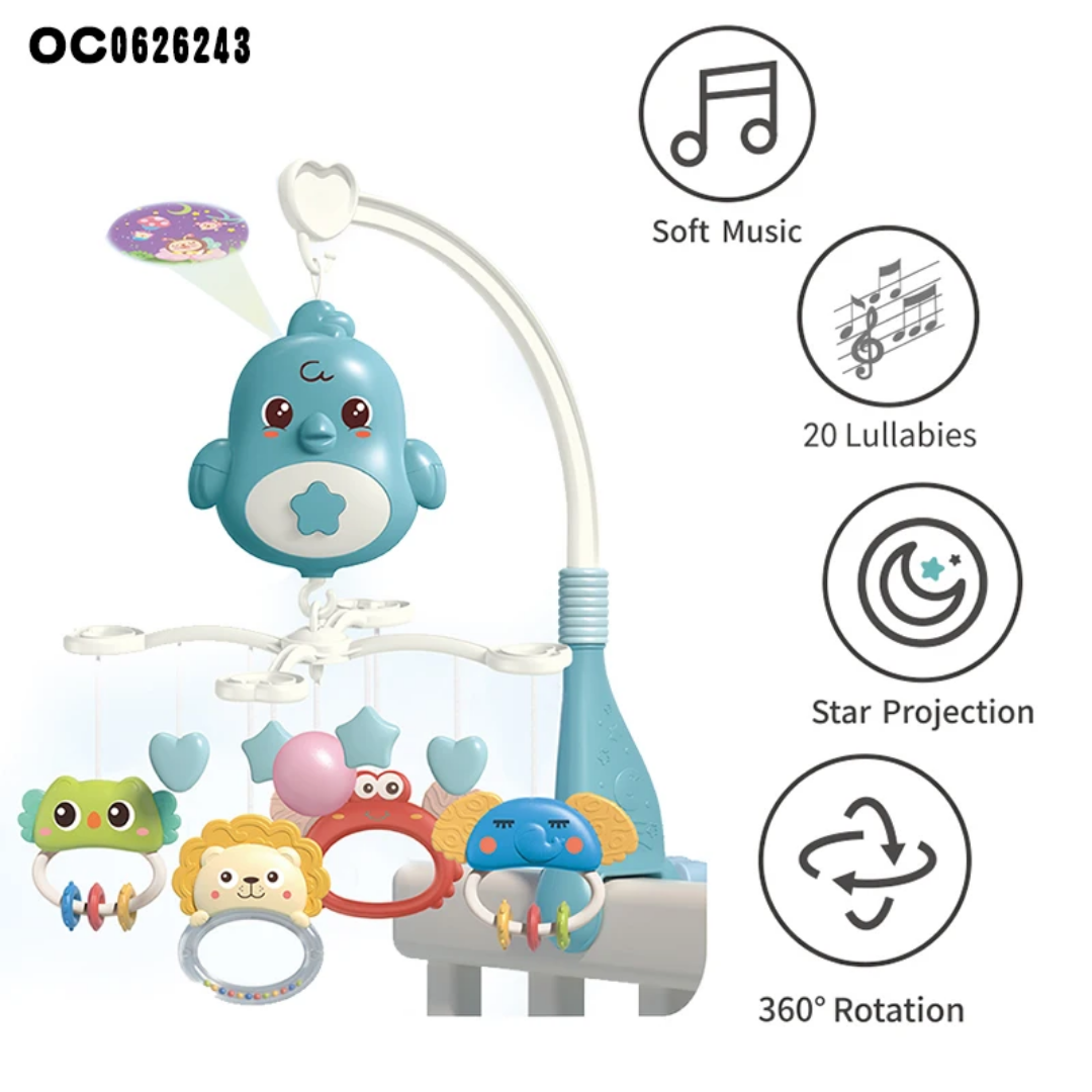Cute Baby Crib Mobile with Music Star Projection Hanging Rotating Toys Baby Crib Toys 20 Lullabies Infant Bed Decoration for Baby Boys Girls