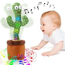 Interactive Dancing Cactus Toy for Babies & Toddlers (6–36 Months)  Talking, Singing & Recording Musical Plush Toy with LED Lights