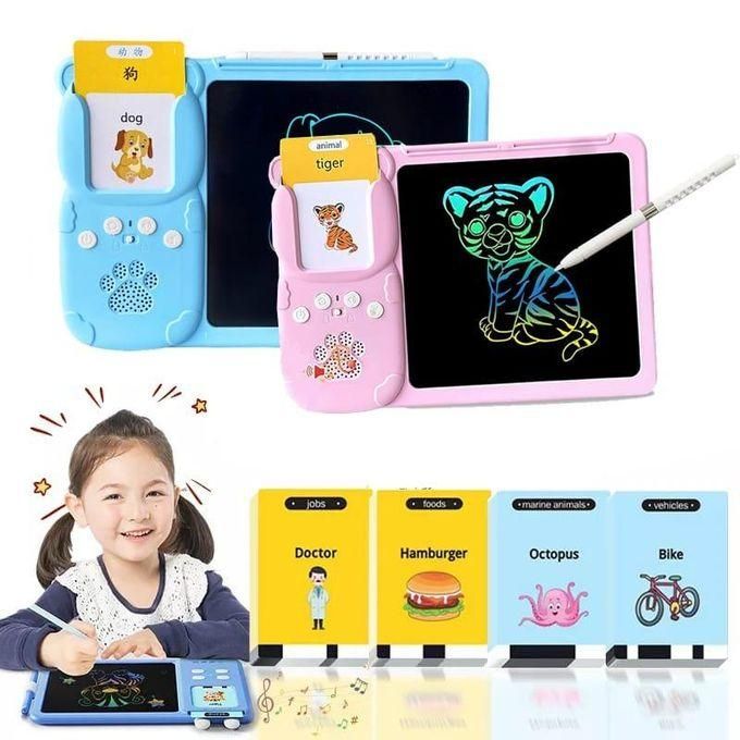 2 in 1 Kids Flash Card Learning Tablet for Toddlers (2–6 Years)  LCD Writing Board with Alphabet, Words & Puzzle Flash Cards