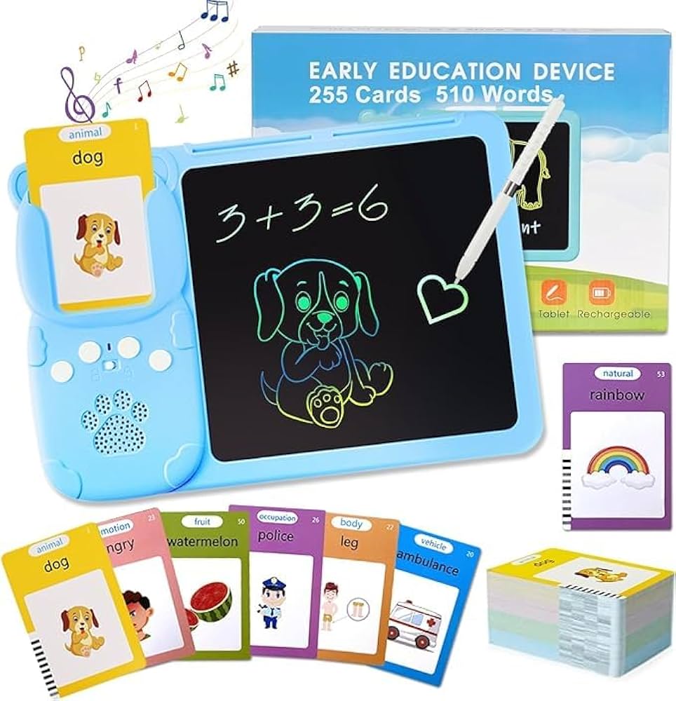 2 in 1 Kids Flash Card Learning Tablet for Toddlers (2–6 Years)  LCD Writing Board with Alphabet, Words & Puzzle Flash Cards