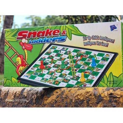 Classic Magnetic Snakes and Ladders Board Game – Traditional Family Fun Strategy Game for Kids and Adults (2-4 Players) - Big Size