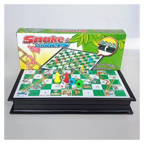 Classic Magnetic Snakes and Ladders Board Game – Traditional Family Fun Strategy Game for Kids and Adults (2-4 Players) - Big Size
