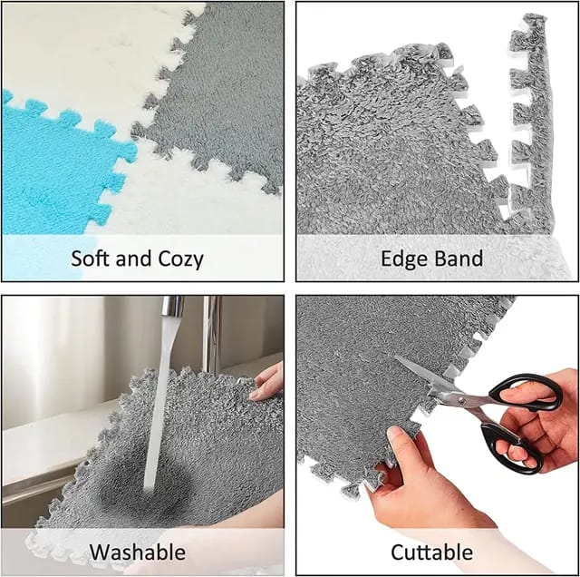 NEW PRODUCT ALERT! Plush foam interlocking floor mats Interlocking design for easy assembly Suitable for indoor spaces like playrooms, gyms, living rooms and workshops Provides cushioning and comfort