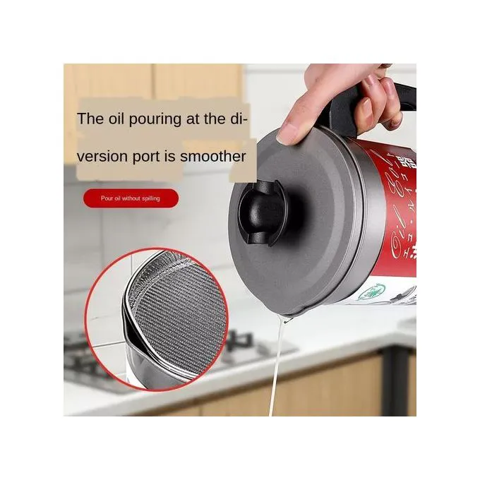 Stainless Steel Oil Filter 1.7L Leak Proof  Oil Sieve Container Jar The pot body is made of cold rolled sheet, this special material is resistant to corrosion and high temperatures Non slip and easy t