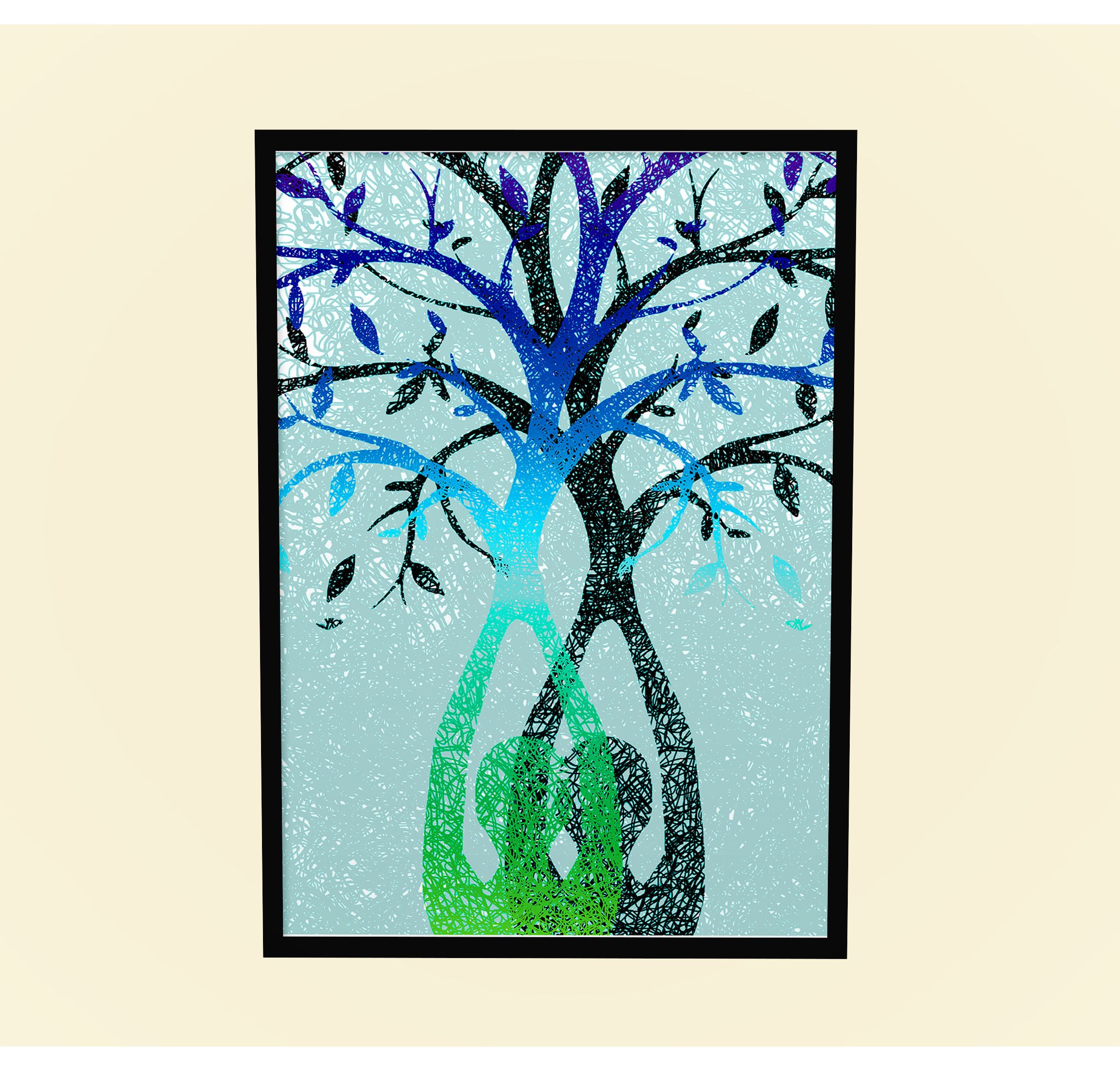 Yoga Tree of Life Wall Decor Framed A3 all Art Poster Framed Black Poster A4 Size Quote Never Give up