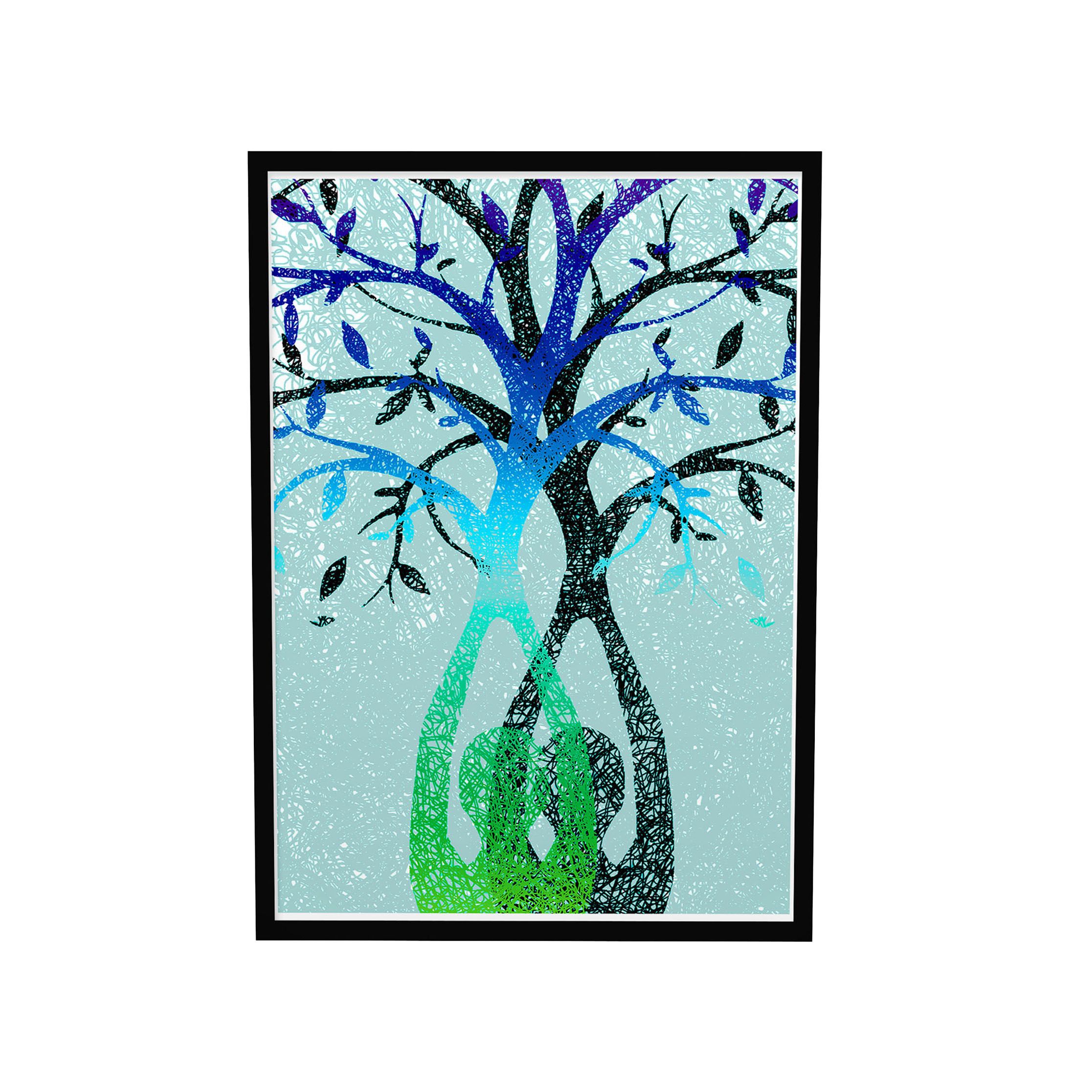 Yoga Tree of Life Wall Decor Framed A3 all Art Poster Framed Black Poster A4 Size Quote Never Give up