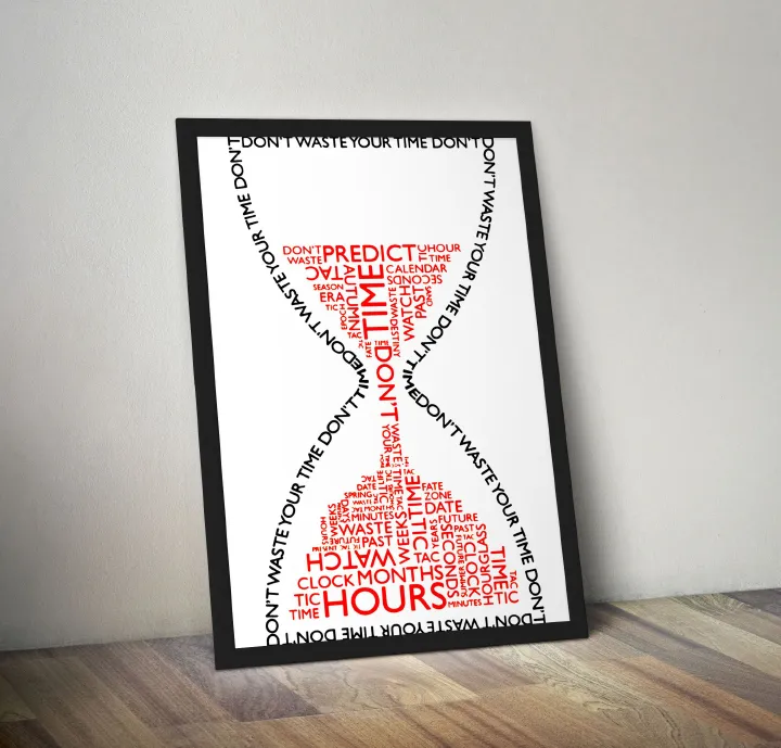 Encouraging Wall Art Decor Quote Ready to Hang Sand tTimer Hour Glass Theme Decorative Wall Art Decor Framed Black Frame Ready to Hang