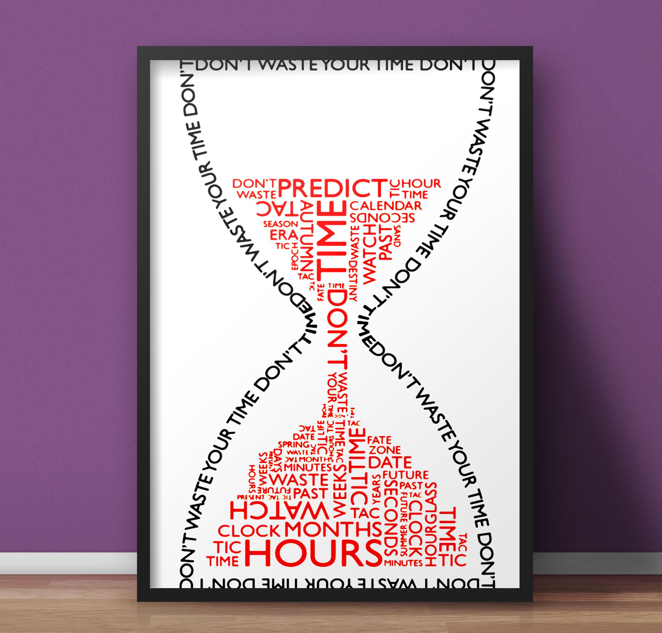 Encouraging Wall Art Decor Quote Ready to Hang Sand tTimer Hour Glass Theme Decorative Wall Art Decor Framed Black Frame Ready to Hang