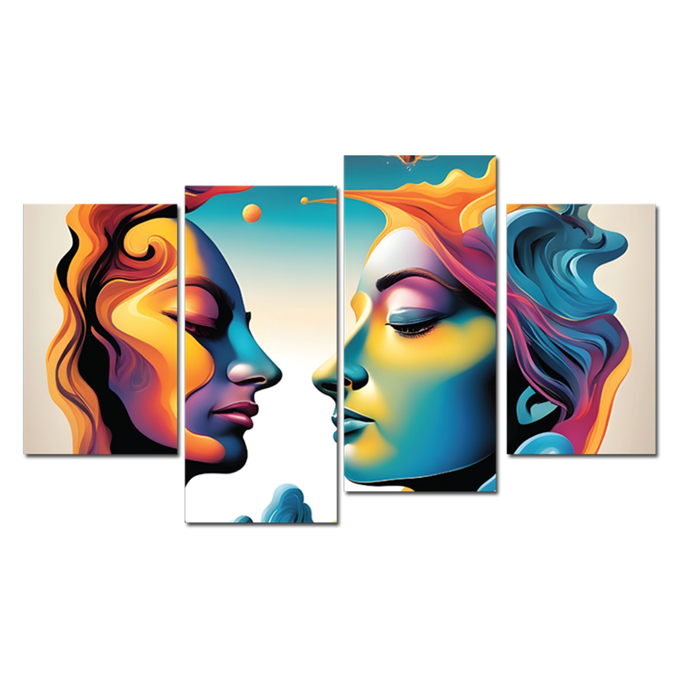 Lovers Kissing Wall Decor Canvas Printed Mural Ready to Hanfg Large Wall Art Mounted on board- No Framing required