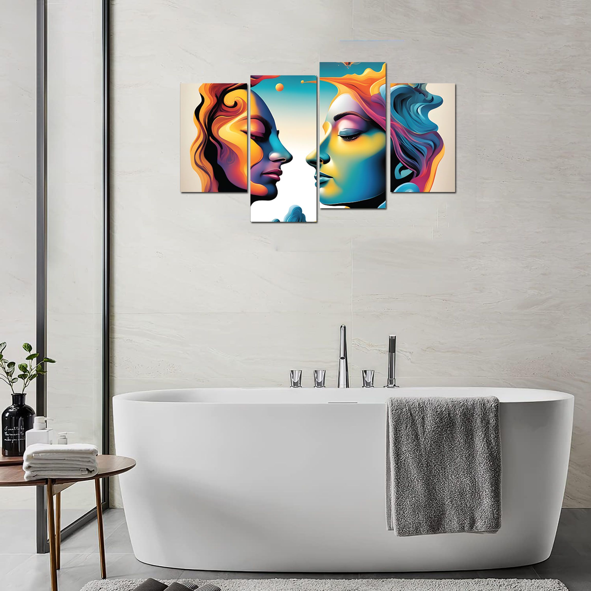 Lovers Kissing Wall Decor Canvas Printed Mural Ready to Hanfg Large Wall Art Mounted on board- No Framing required