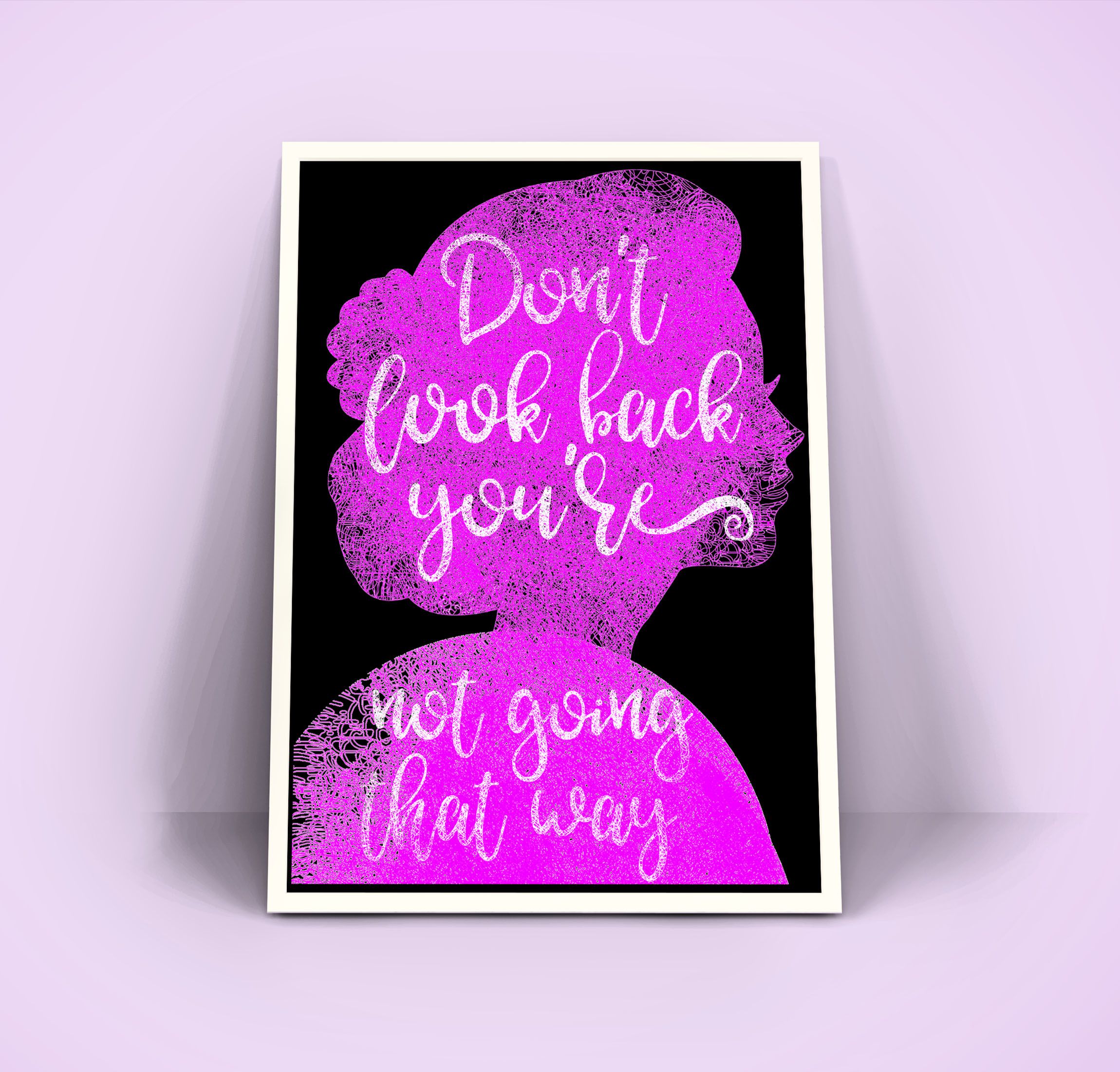 African Portrait Artwork Black Woman Inspirational Print Bathroom Decor Motivational Quotes Painting for Living Room Wall Art Framed A3Size Medium Framed A4 Size Poster Ready to Hang Purple Artwork