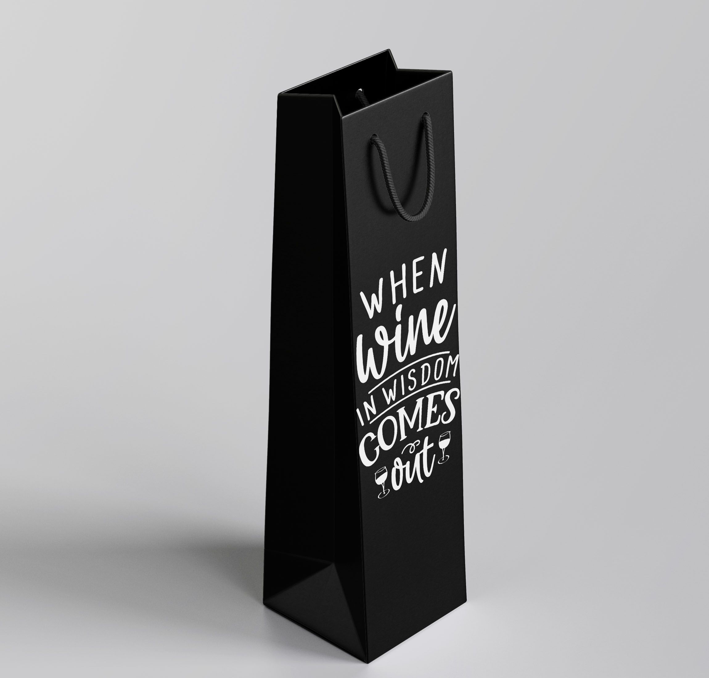 Black Kraft Wine Paper Favor Bag with Rope Handle for Halloween Birthday wedding Wine Bags Kraft Bags, for Wine Spirits Wine Gift Bag for Wine Bottle Wedding Thank You Gift Bag Reusable/Recycle Bag