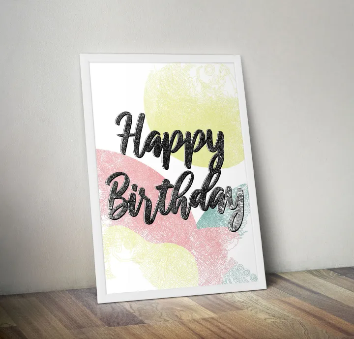 Happy Birthday Wall Art Birthday Wall Decoration Watercolor Happy Birthday Lets do This Girls, Proud Mom, I love my Boys, Slay, I love my Wife, That's my sister, Trust Yourself< Ready To Hang Large a3