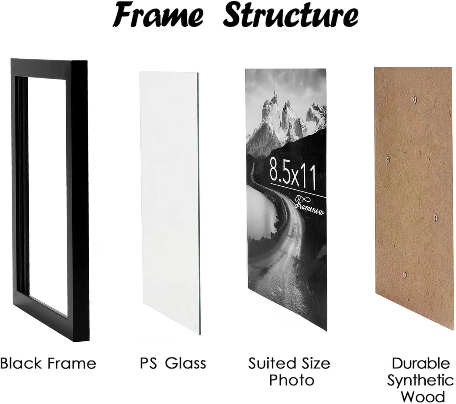 A3 Picture Frame Black 11.7 x 16.5 Poster Frame Wall Mounted Horizontal and Vertical 8.5x11 Photo Frames Bulk for Document Certificate Award Diploma, Made of Real High Definition Glass and Solid Frame