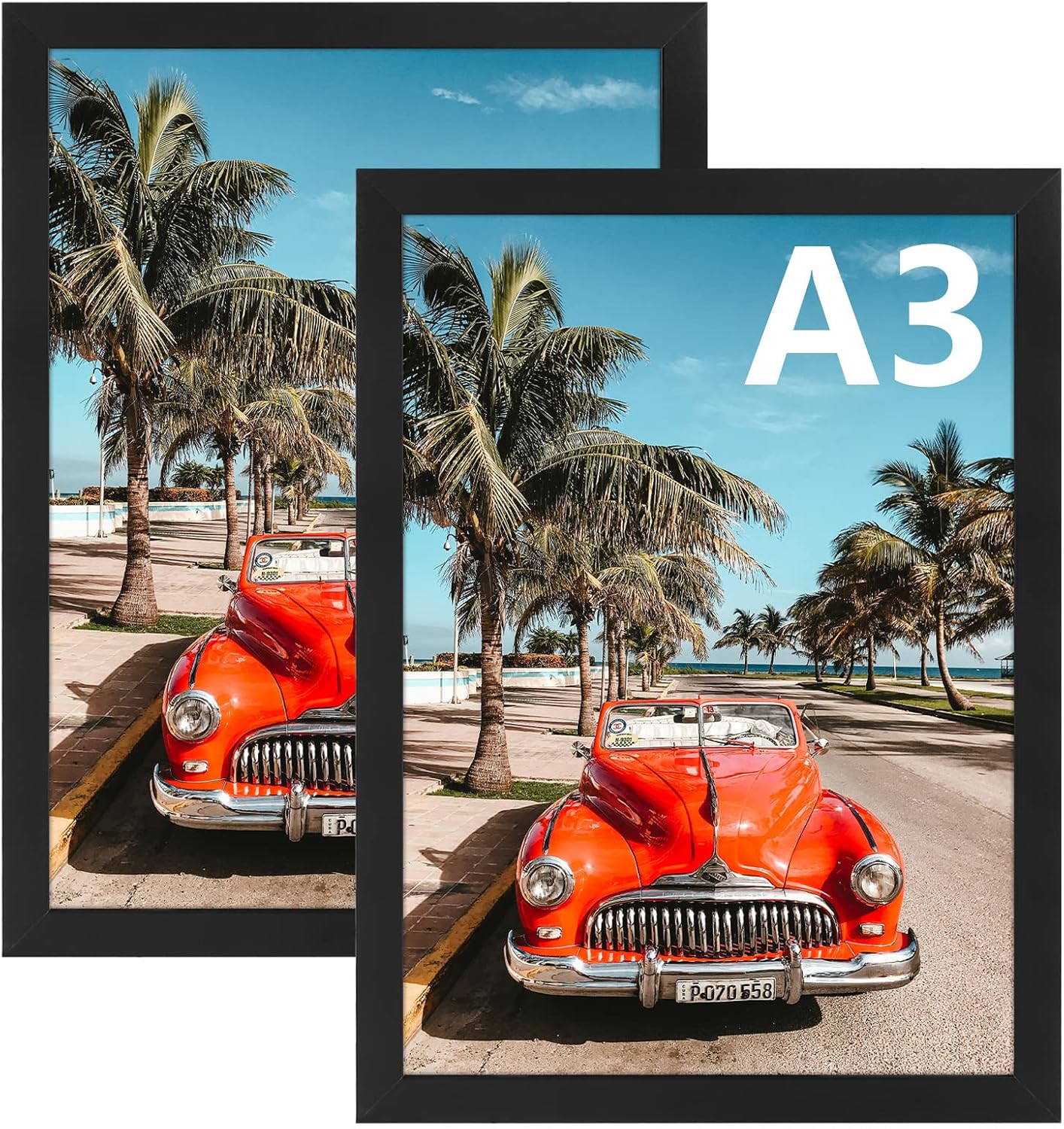 A3 Picture Frame Black 11.7 x 16.5 Poster Frame Wall Mounted Horizontal and Vertical 8.5x11 Photo Frames Bulk for Document Certificate Award Diploma, Made of Real High Definition Glass and Solid Frame