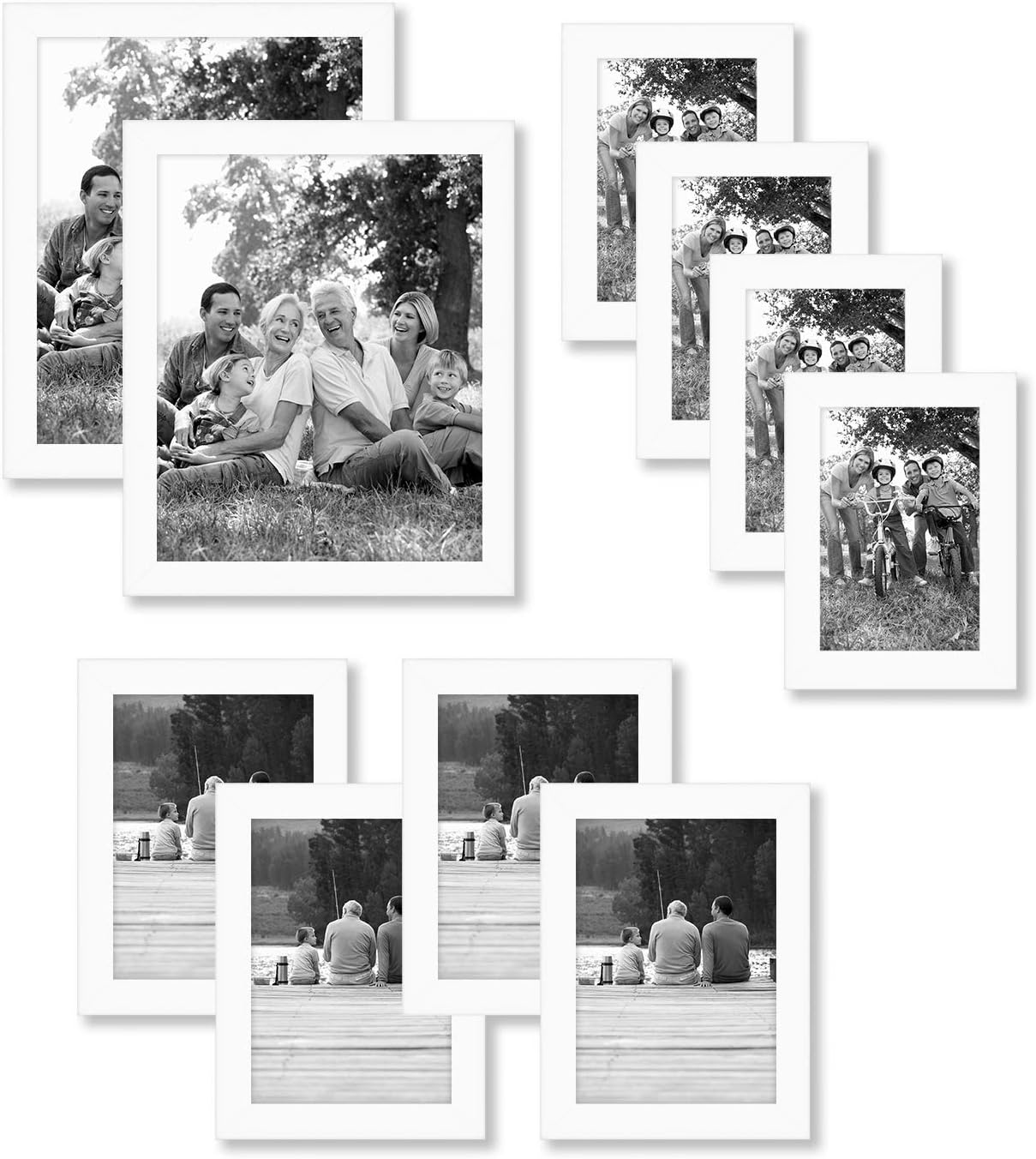 Elegant White Picture Frames – Solid Wood, Glass Front, Hanging Hardware Included (A3, A4, A5)