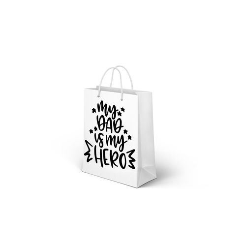 Branded Gifting Bag, White Paper Bag With Handle- Family Anniversary, Mothers Day, Fathers Day, Birthday Gifting, Best Teacher, Love my Dad-My Dad is my Hero- Best teacher- I can do all things