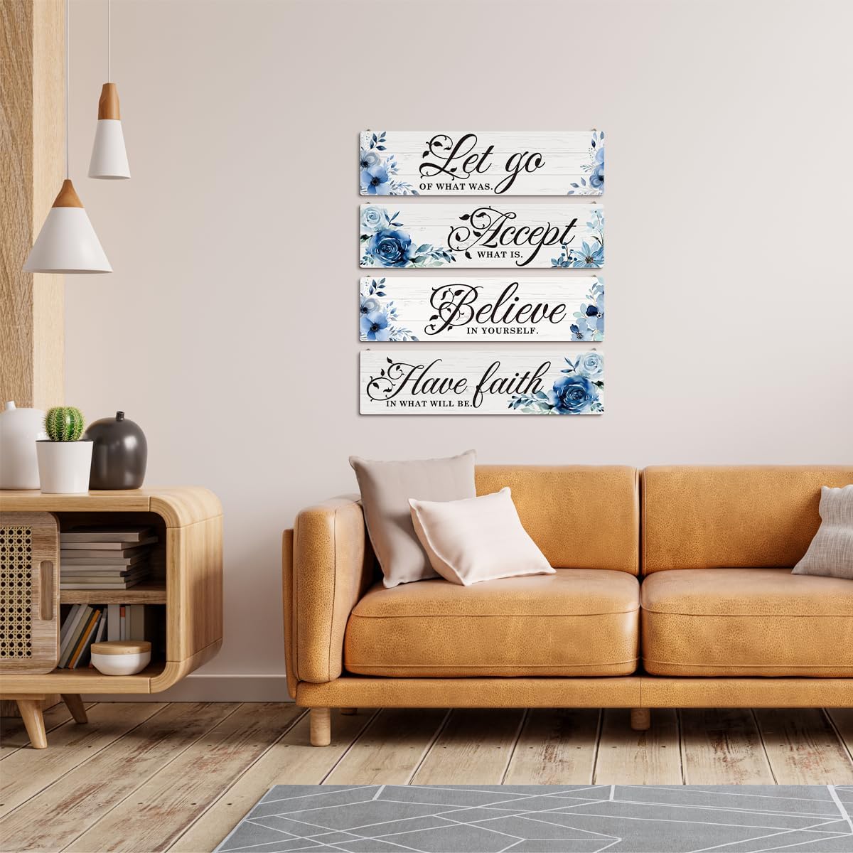 Assorted wooden Wall Hanging for bathroom decor-Soak, Relax, Unwind, Breathe,  4 Canvas Mounted Plaques- Let Go, Accept, Believe, Have Faith Woodn  Home Wall Signs, Wall Decor For Living Room Bedroom,