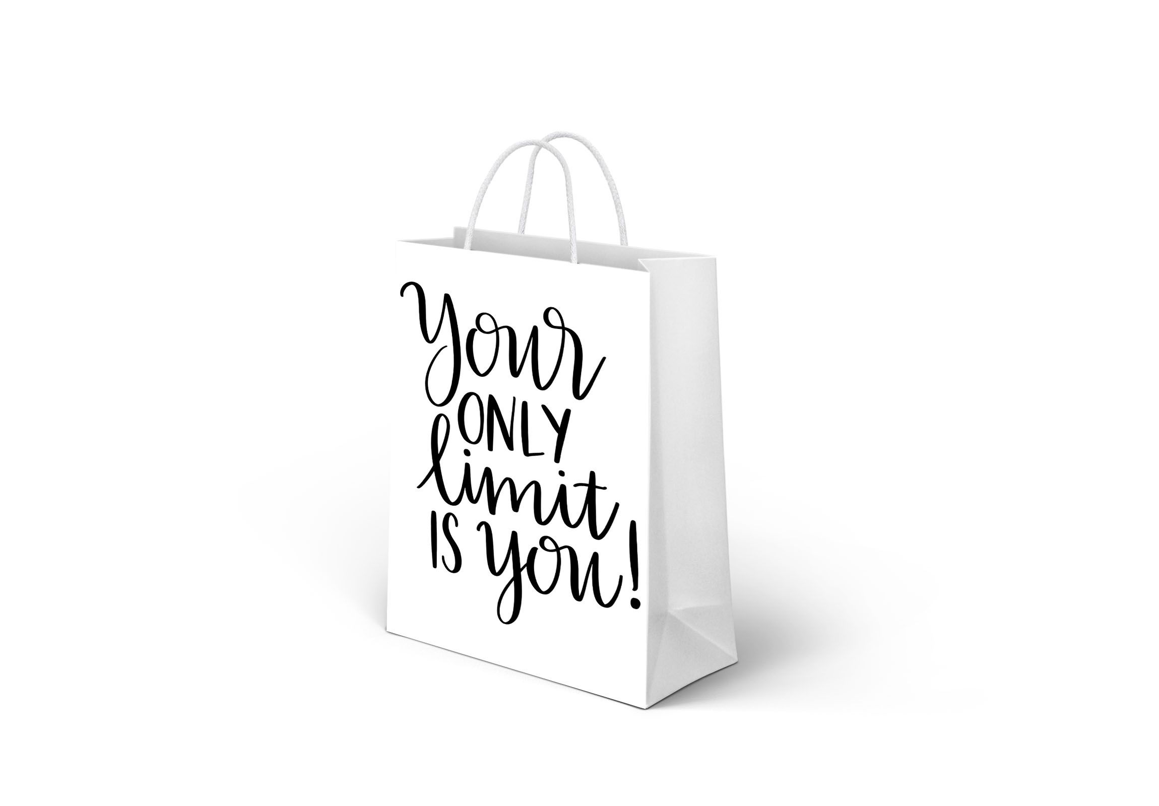 Personalized Glossy White Gift Bags with Vinyl Quotes – Ecofriendly Party Supplies, Reusable Favor Bags with Yarn Handles – Small Birthday Paper Goods in A3, A4, A5 Sizes