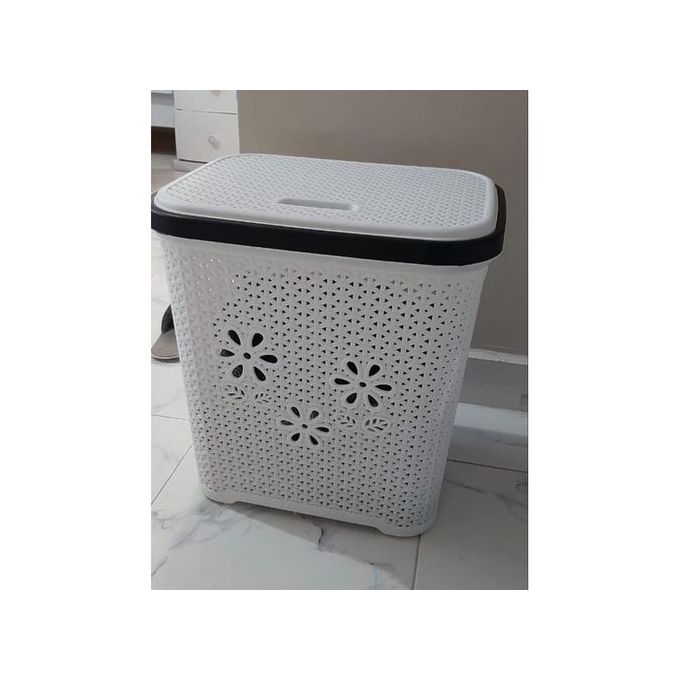 Plastic Laundry Basket With A Lid.