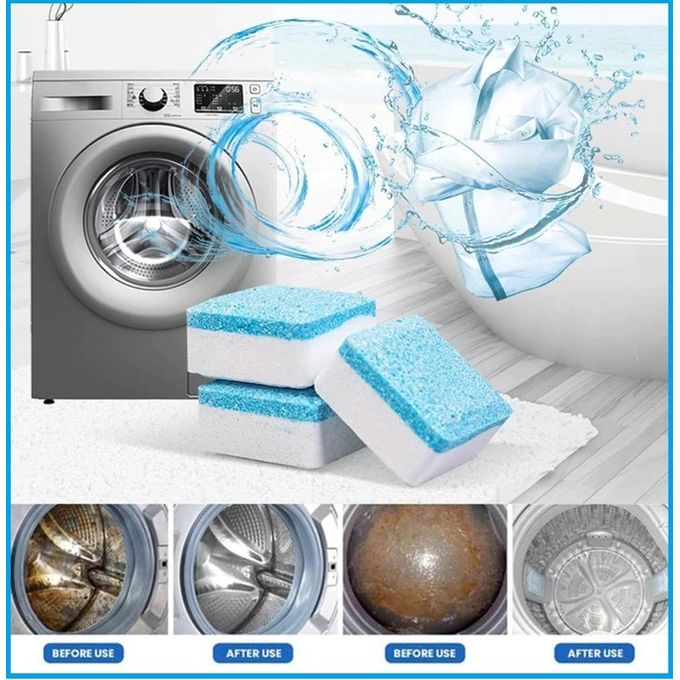 12pcs Powerful Washing Machine Cleaner Tablets – Deep Cleaning, Odor Removal, and Drum Decontamination for All Washer Types