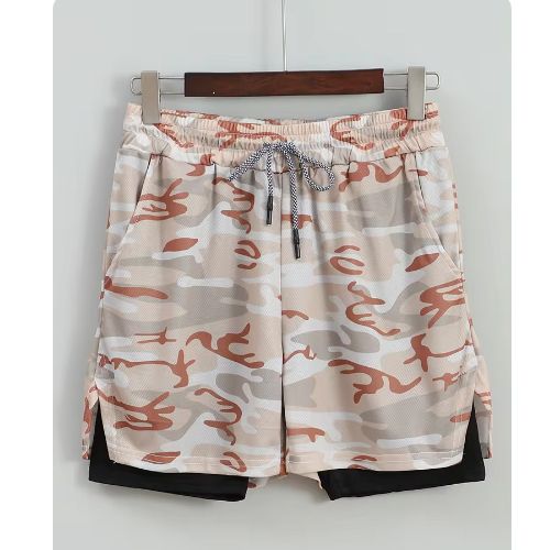 New Men's Fitness Training Skinny Shorts Casual 2 In 1 Quick Dry Gym Beach Jogging Short Summer Swimming Surf Outdoor Sportswear