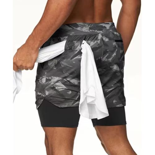 New Men's Fitness Training Skinny Shorts Casual 2 In 1 Quick Dry Gym Beach Jogging Short Summer Swimming Surf Outdoor Sportswear