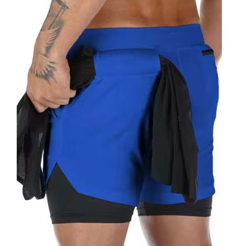 New Men's Fitness Training Skinny Shorts Casual 2 In 1 Quick Dry Gym Beach Jogging Short Summer Swimming Surf Outdoor Sportswear