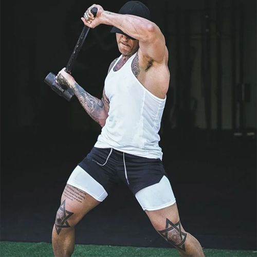 New Men's Fitness Training Skinny Shorts Casual 2 In 1 Quick Dry Gym Beach Jogging Short Summer Swimming Surf Outdoor Sportswear
