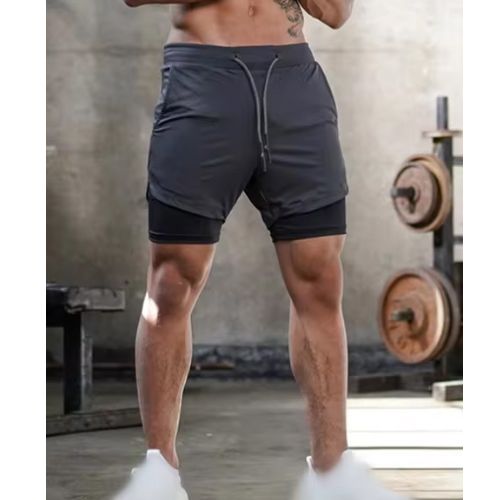 New Men's Fitness Training Skinny Shorts Casual 2 In 1 Quick Dry Gym Beach Jogging Short Summer Swimming Surf Outdoor Sportswear