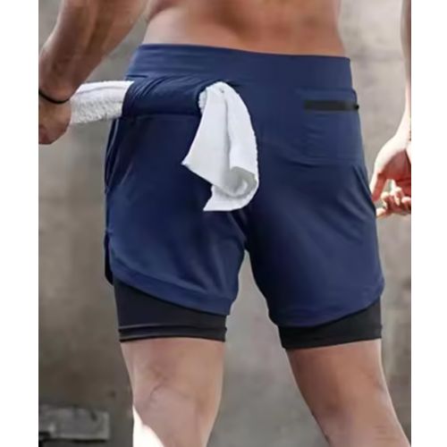 New Men's Fitness Training Skinny Shorts Casual 2 In 1 Quick Dry Gym Beach Jogging Short Summer Swimming Surf Outdoor Sportswear