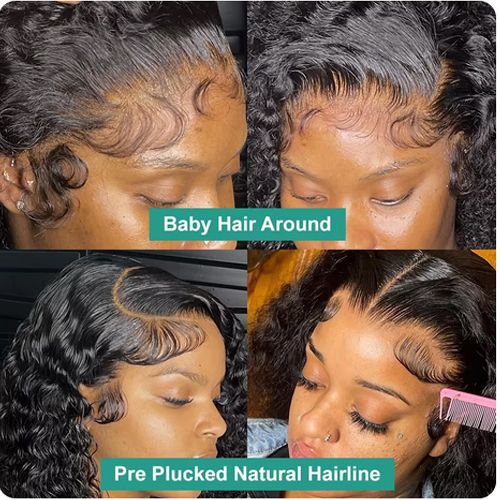Curly Short Bob 200% HD 13X4 Lace Frontal Human Hair Wigs Deep Wave 13X4 Lace Front Wig Big Closure Brazilian Remy Hair Wig