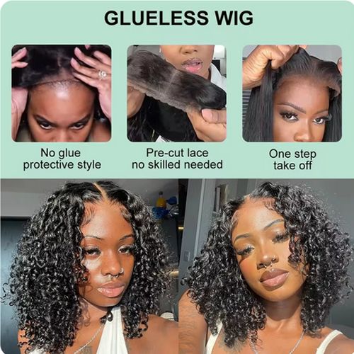 Curly Short Bob 200% HD 13X4 Lace Frontal Human Hair Wigs Deep Wave 13X4 Lace Front Wig Big Closure Brazilian Remy Hair Wig
