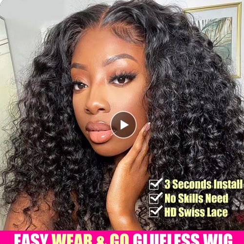 Water Wave Glueless Human hair Wig Pre-Cut Lace Wig 180% Pre-Plucked Natural Wave Wear Go Glueless Curly Bralian Human Hair Wigs For Women