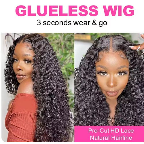 Water Wave Glueless Human hair Wig Pre-Cut Lace Wig 180% Pre-Plucked Natural Wave Wear Go Glueless Curly Bralian Human Hair Wigs For Women