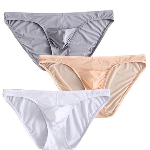 3 Pcs Mens Underwear Briefs Nylon For Men bulge with Pouch hombre slips silk Red Boys pack lot Breathable and sexy Male Panties