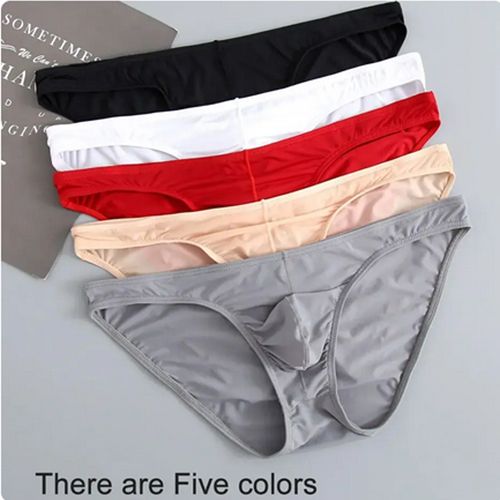 3 Pcs Mens Underwear Briefs Nylon For Men bulge with Pouch hombre slips silk Red Boys pack lot Breathable and sexy Male Panties
