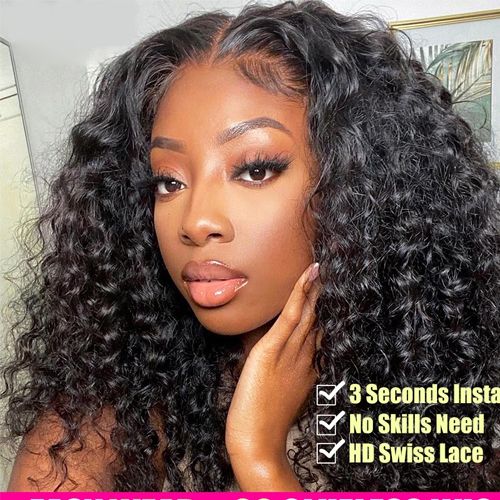 Curly Human Hair Wig 13x4  Lace Frontal Wig Deep Wave Lace Front Human Hair Wigs 6A Cheap Hair Wig Remy For Black Women