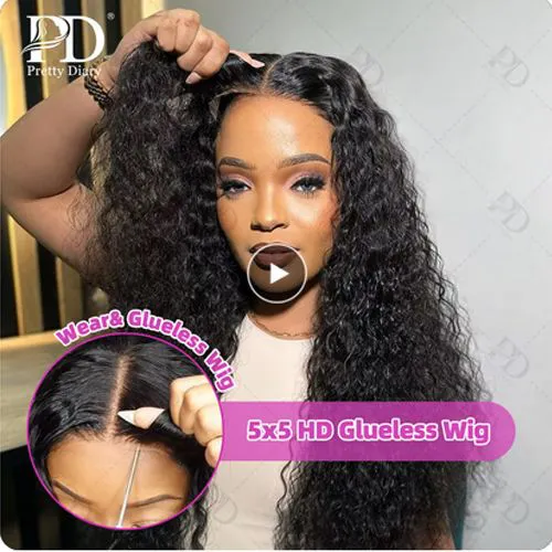 Lace Human Hair Wig Pretty Diary Curly Transparent 4X4 Glueless Closure Wig Loose Deep Wave HD Lace Frontal Human Hair Wigs Cheap Short Bob Wig 220%