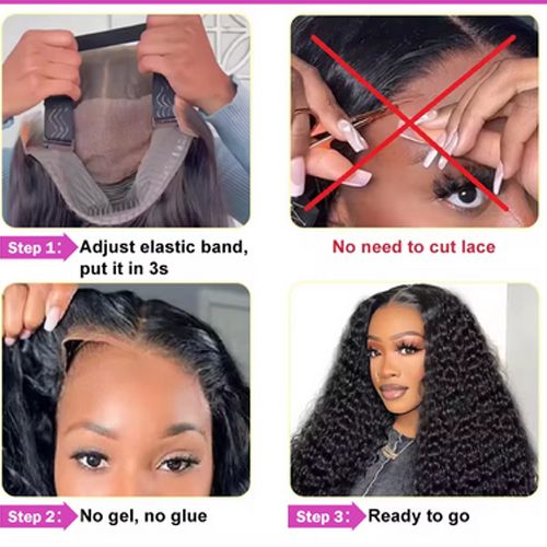 Lace Human Hair Wig Pretty Diary Curly Transparent 4X4 Glueless Closure Wig Loose Deep Wave HD Lace Frontal Human Hair Wigs Cheap Short Bob Wig 220%