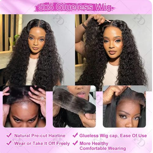 Lace Human Hair Wig Pretty Diary Curly Transparent 4X4 Glueless Closure Wig Loose Deep Wave HD Lace Frontal Human Hair Wigs Cheap Short Bob Wig 220%