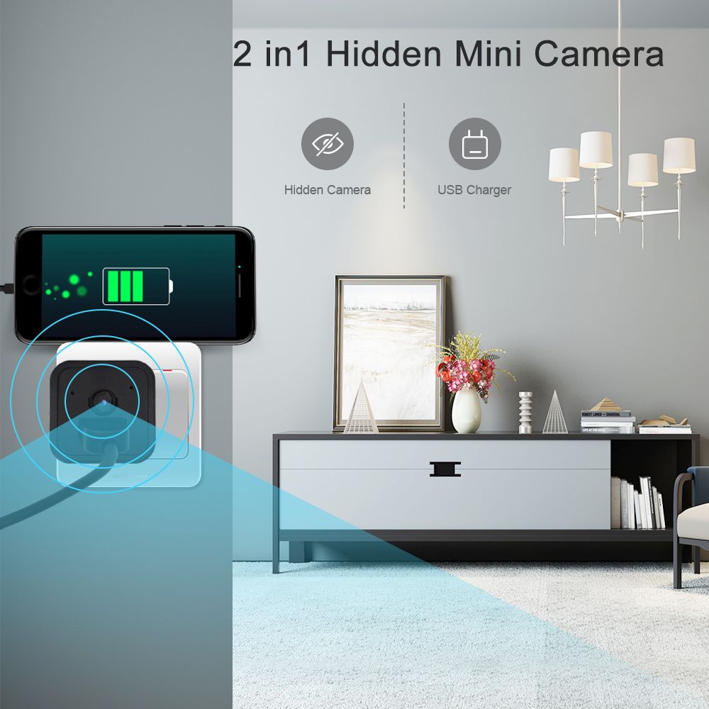 Hidden Camera USB Charger Plug Spy Cameras Nanny Cam with Motion Detection Hidden Spy USB Charger Camera with Loop Recording for Home Security Surveillance Camera No WiFi Needo Audio