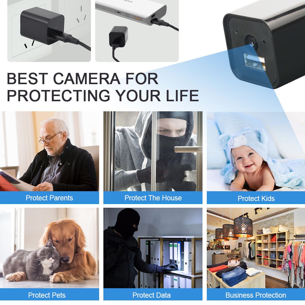 Hidden Camera USB Charger Plug Spy Cameras Nanny Cam with Motion Detection Hidden Spy USB Charger Camera with Loop Recording for Home Security Surveillance Camera No WiFi Needo Audio