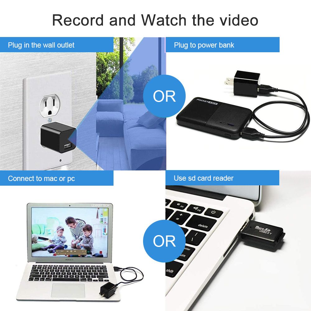 Hidden Camera USB Charger Plug Spy Cameras Nanny Cam with Motion Detection Hidden Spy USB Charger Camera with Loop Recording for Home Security Surveillance Camera No WiFi Needo Audio