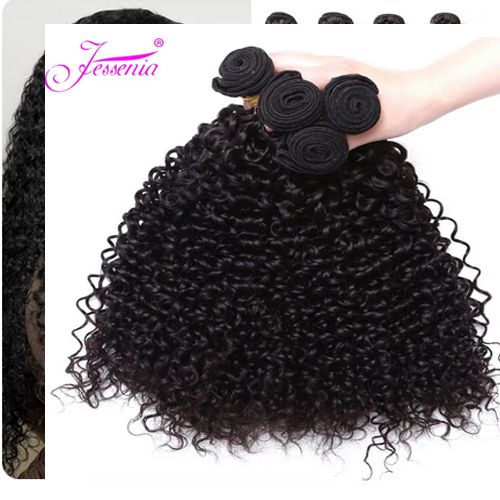 6+1PCS Human Hair Bundles with Closure Afro Kinky Curly Human Hair Bundles Curly Hair Bundles Brazilian Natural Black Remy Hair 100% H14+161+18 inch