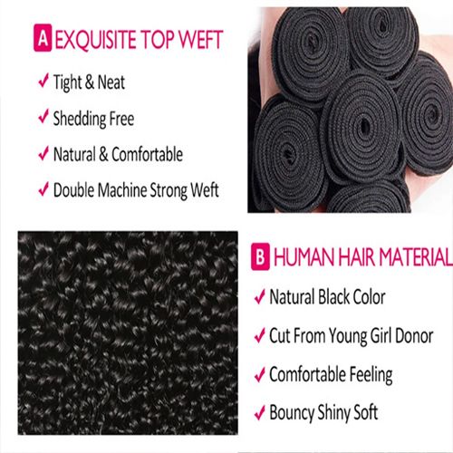 6+1PCS Human Hair Bundles with Closure Afro Kinky Curly Human Hair Bundles Curly Hair Bundles Brazilian Natural Black Remy Hair 100% H14+161+18 inch